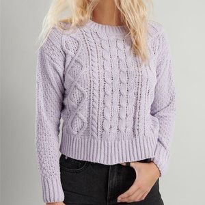 purple cropped sweater